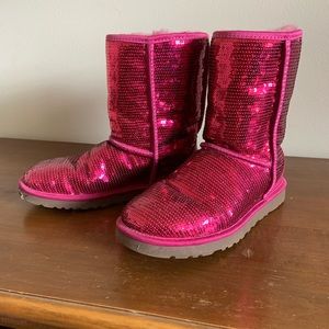 UGG pink sequin boots, size 7